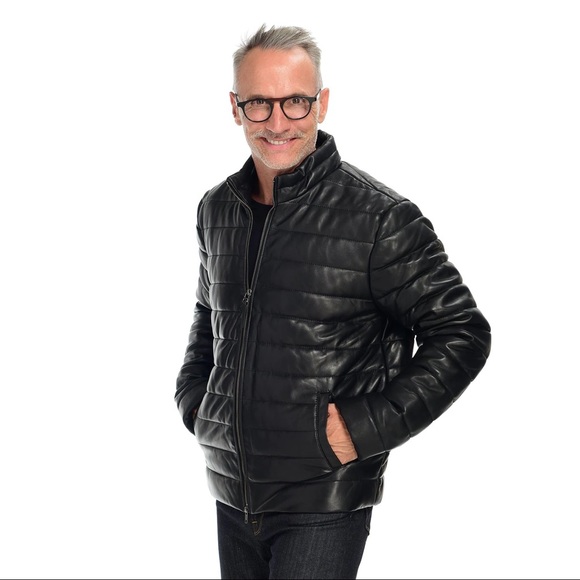 Saks Fifth Ave Leather Puffer - Picture 1 of 10